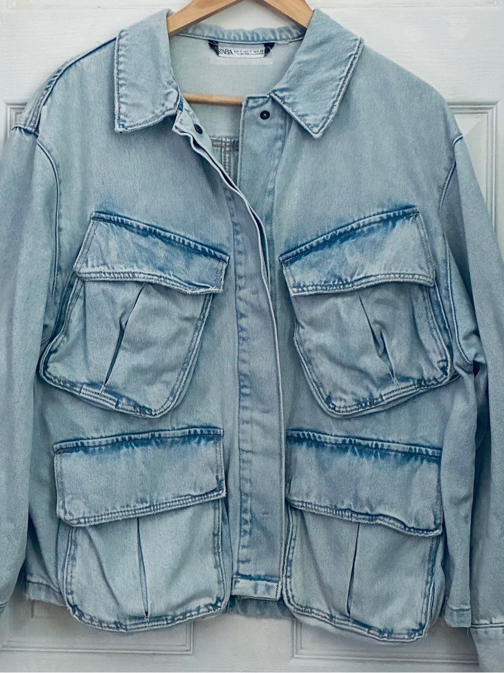 Zara Light Wash Utility Denim Jacket - Picture 4 of 7